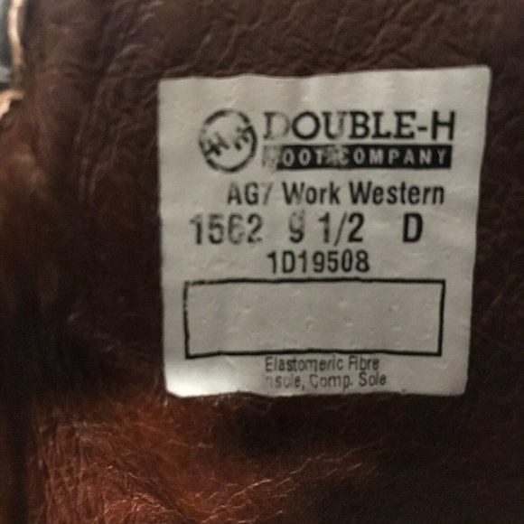 Double H Mens Brown Leather Western Heeled Boots Size 9.5D U.S.A. - Picture 8 of 12